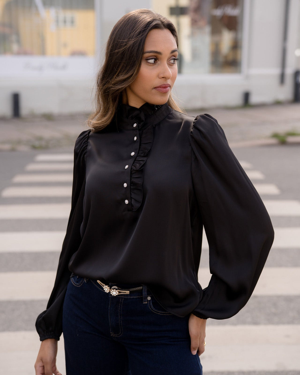FLOYD Bluse Vanda Satin - Black