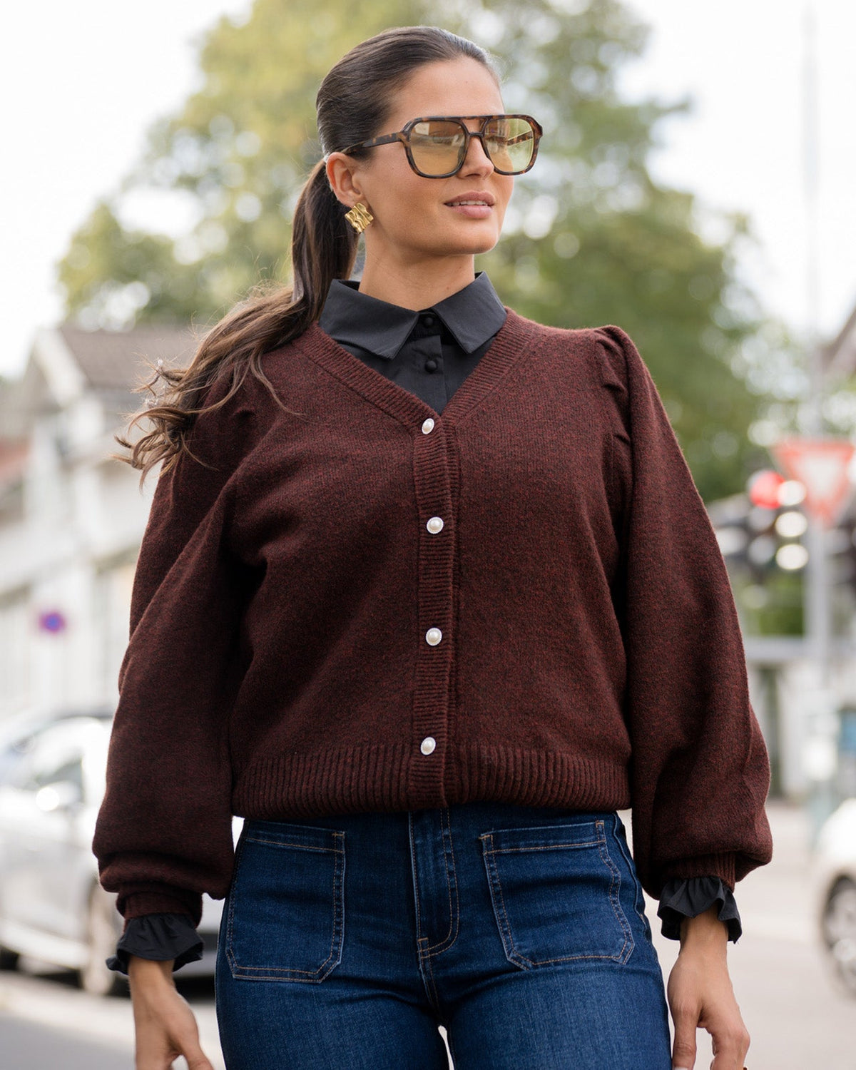 FLOYD Strikket Cardigan Lilja - Chocolate