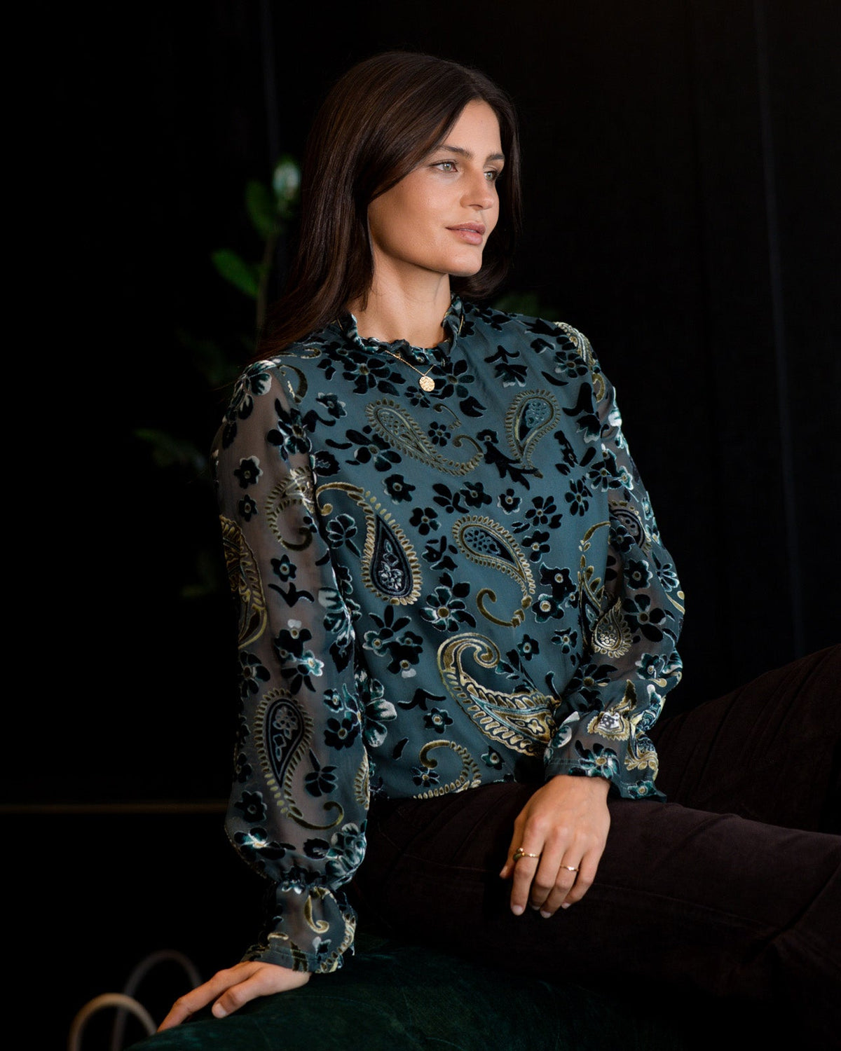 FLOYD Bluse Phoeny Paisley - Mossy Green