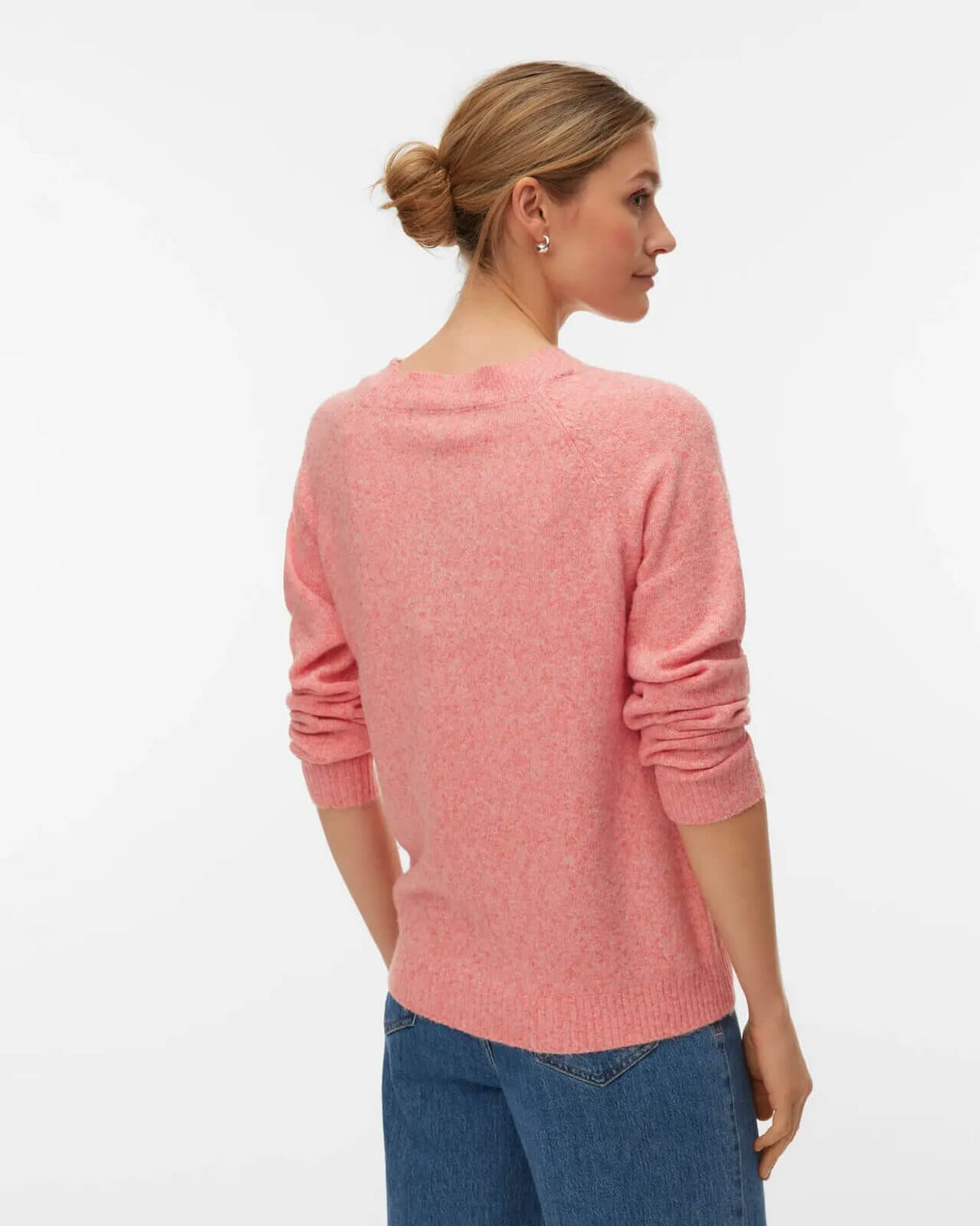 VERO MODA Genser Doffy LS Lauren - Coral Paradise/ White Melange