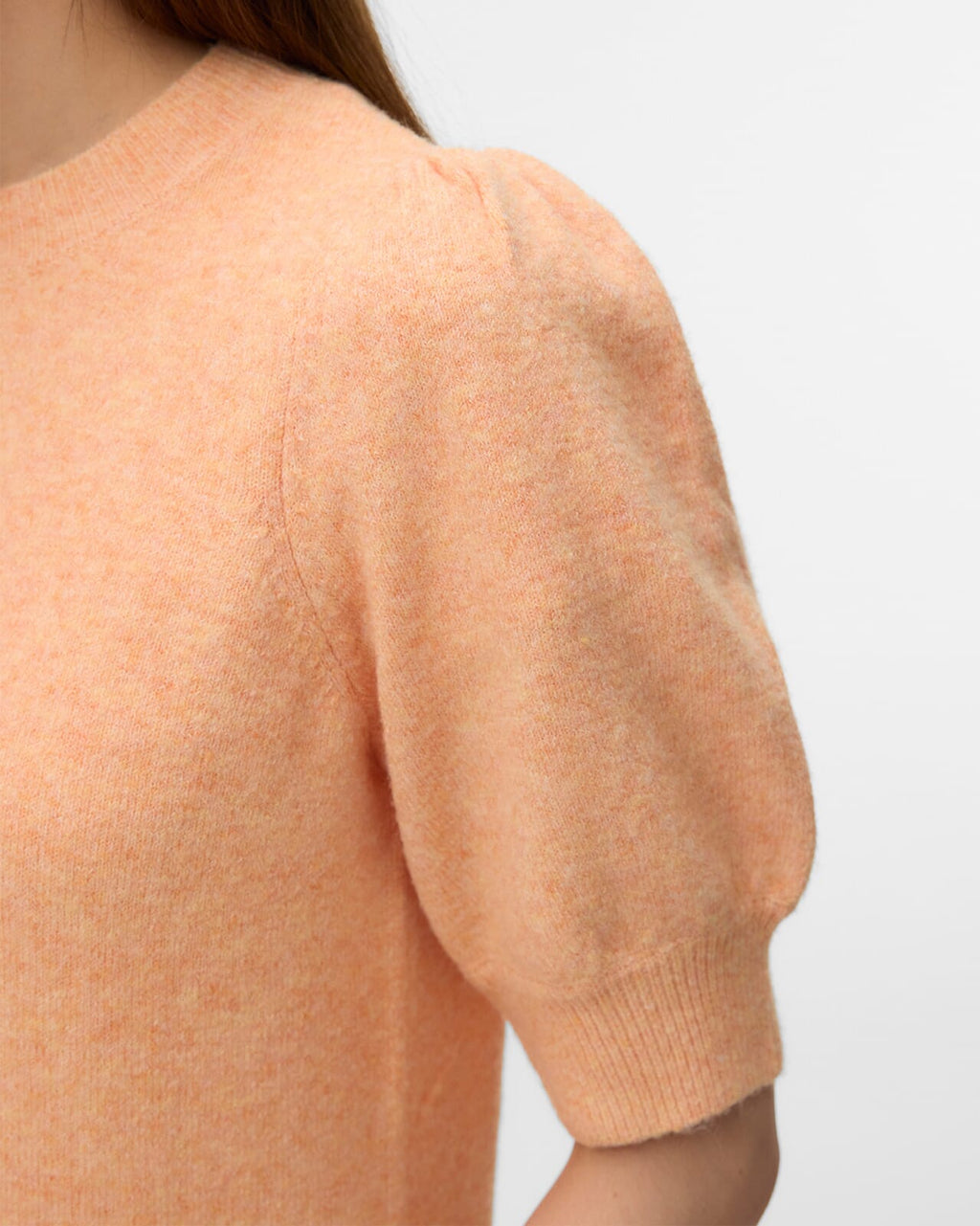 VERO MODA Strikket Topp Doffy 2/4 O-neck - Peach Cobbler/ White Melange