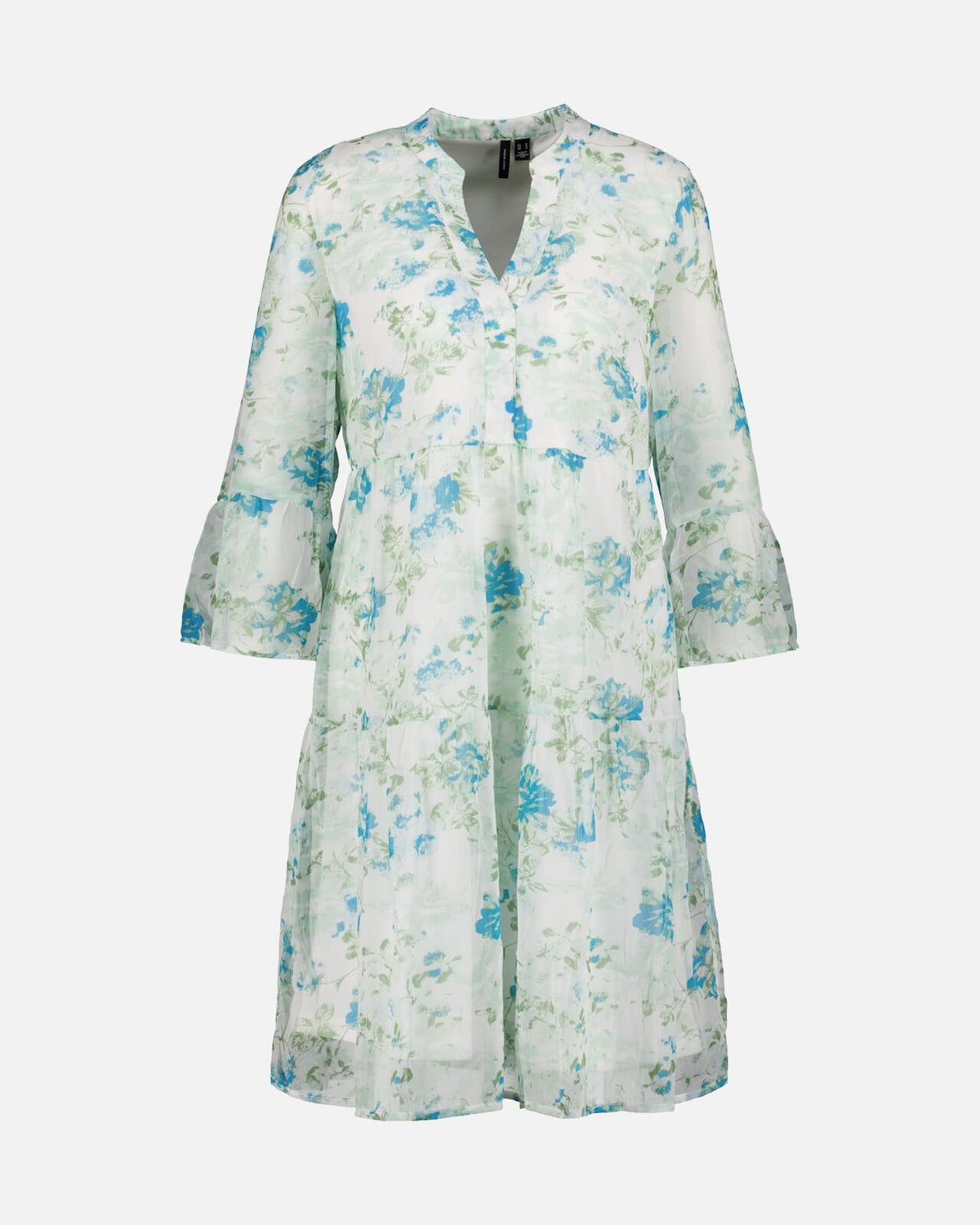 VERO MODA Kjole Smilla 3/4 Short - Snow White/ Blue Brit