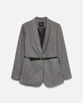VERO MODA Blazer Tahia LS Loose Belted - Dark Gray Melange