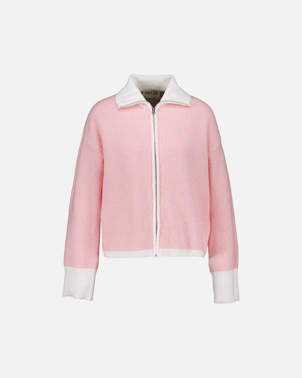 VERO MODA Strikket Cardigan Wollie Zip - Snow White/ Pink Dogwood
