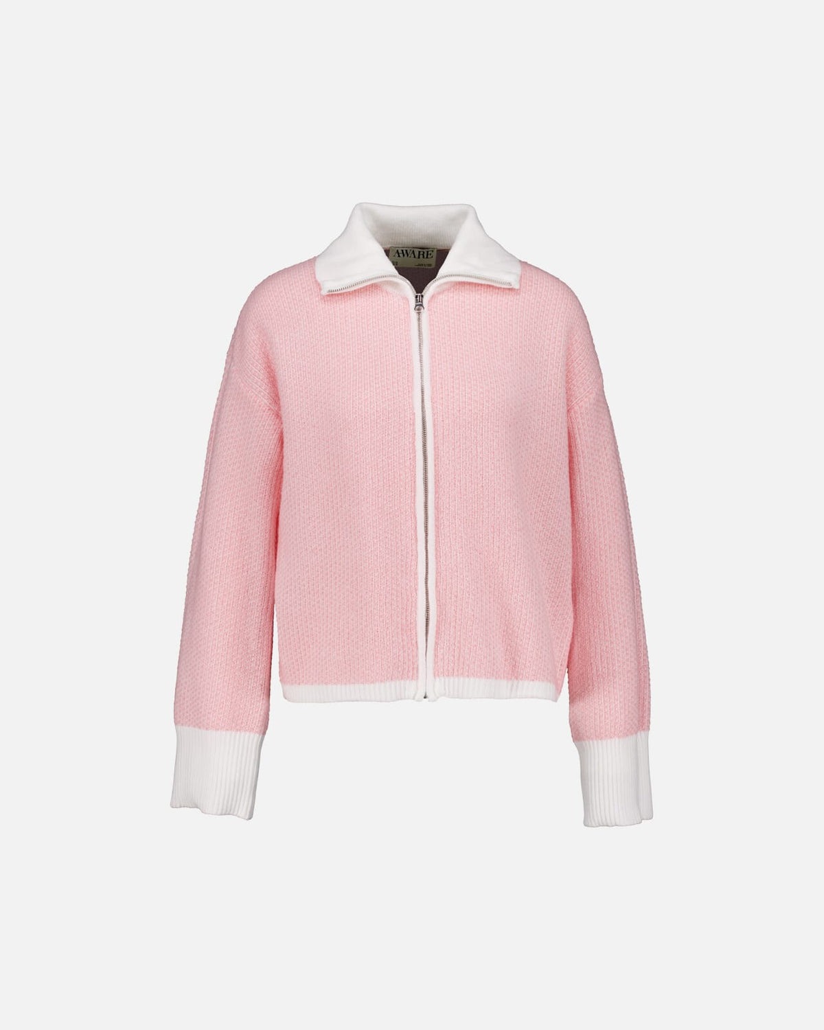 VERO MODA Strikket Cardigan Wollie Zip - Snow White/ Pink Dogwood