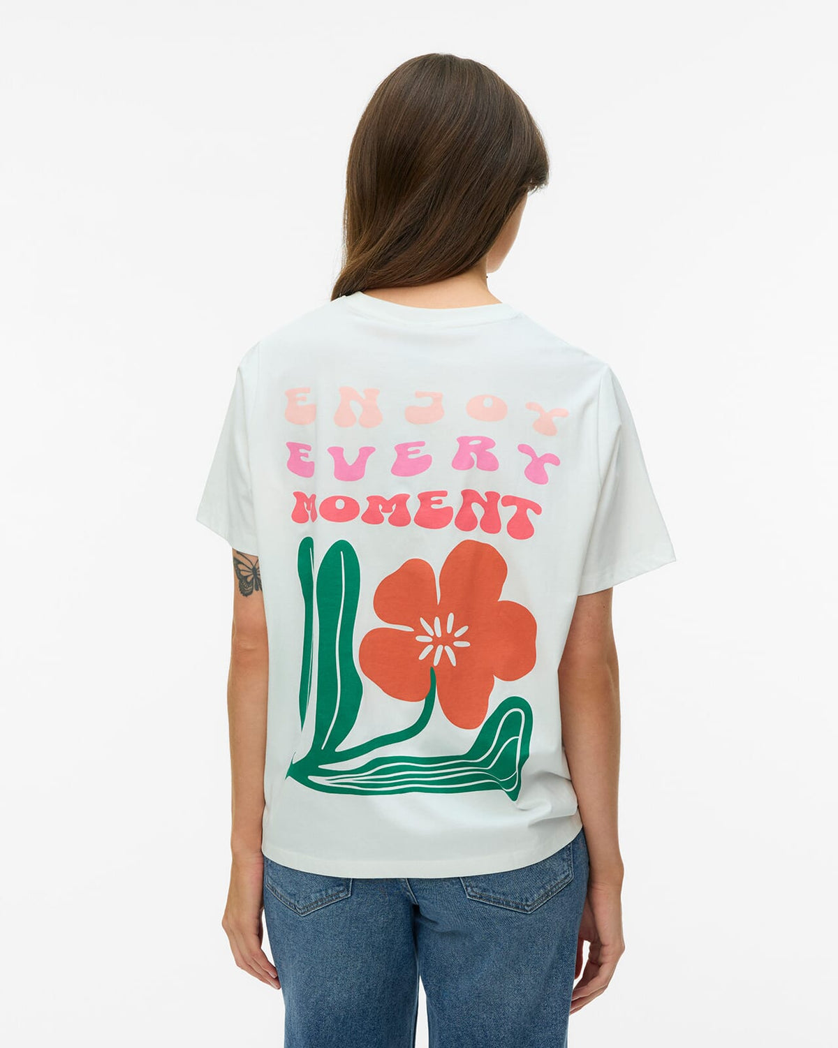 VERO MODA T-skjorte Mariane Caty - Snow White/ Enjoy Ever