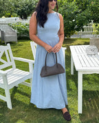 VERO MODA Maxikjole Norma Chambray SL - Light Blue/ Melange