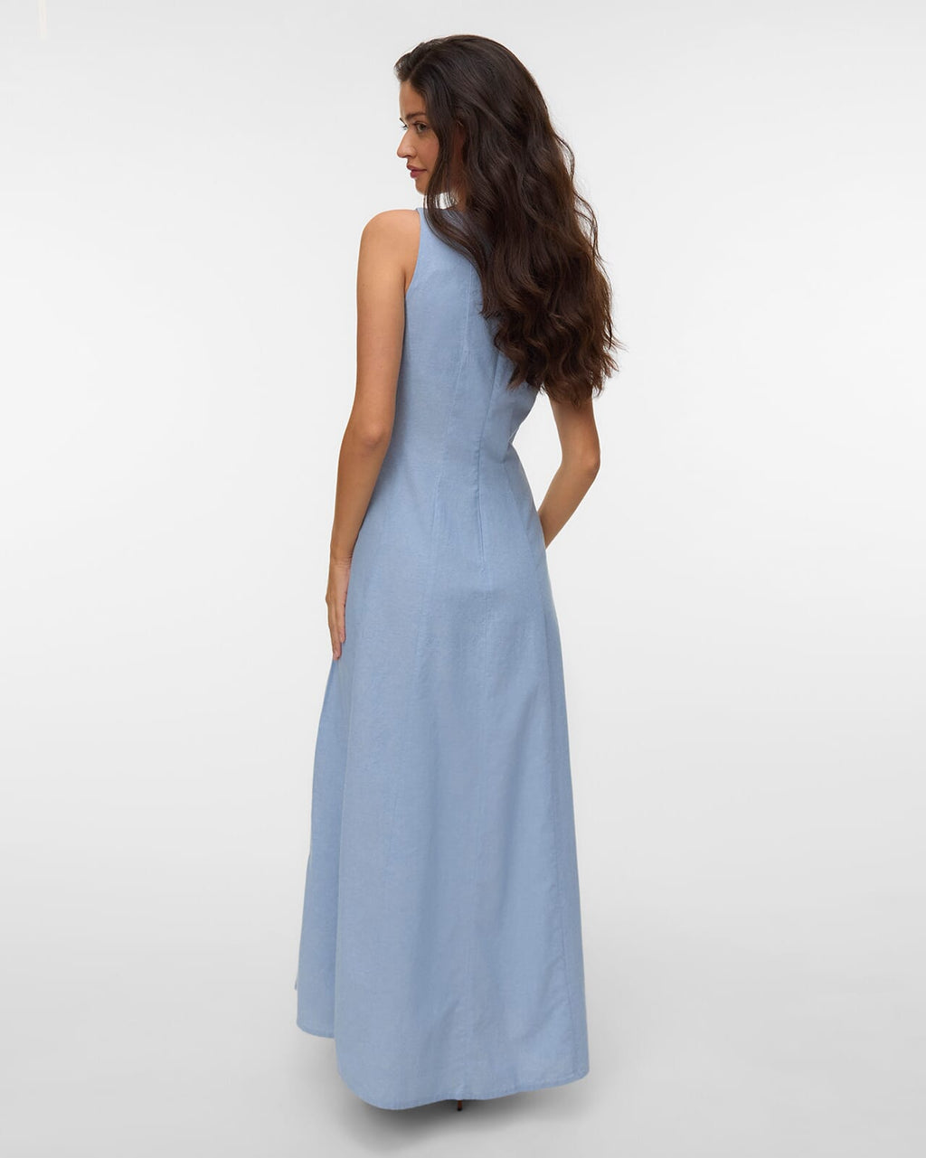 VERO MODA Maxikjole Norma Chambray SL - Light Blue/ Melange