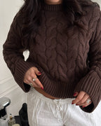 VERO MODA Strikkegenser Svea Thea LS O-neck Cable Pullover - Chocolate Martini