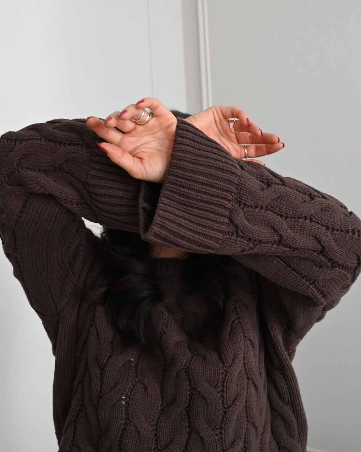 VERO MODA Strikkegenser Svea Thea LS O-neck Cable Pullover - Chocolate Martini