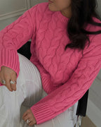 VERO MODA Strikkegenser Svea Thea LS O-neck Cable Pullover - Pink Cosmos