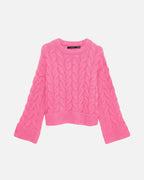 VERO MODA Strikkegenser Svea Thea LS O-neck Cable Pullover - Pink Cosmos