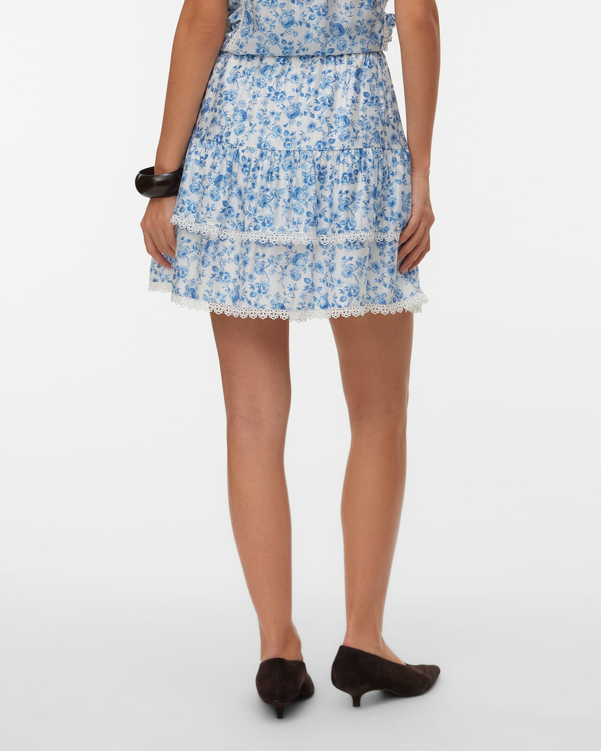 VERO MODA Skjørt Bliss H/W Short Detail Skirt - Snow White/ Blue Emma