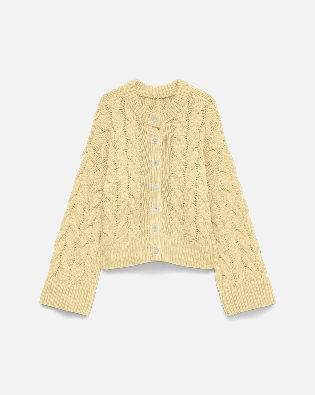 VERO MODA Strikket Cardigan Svea Thea LS O-neck Cable - Flan