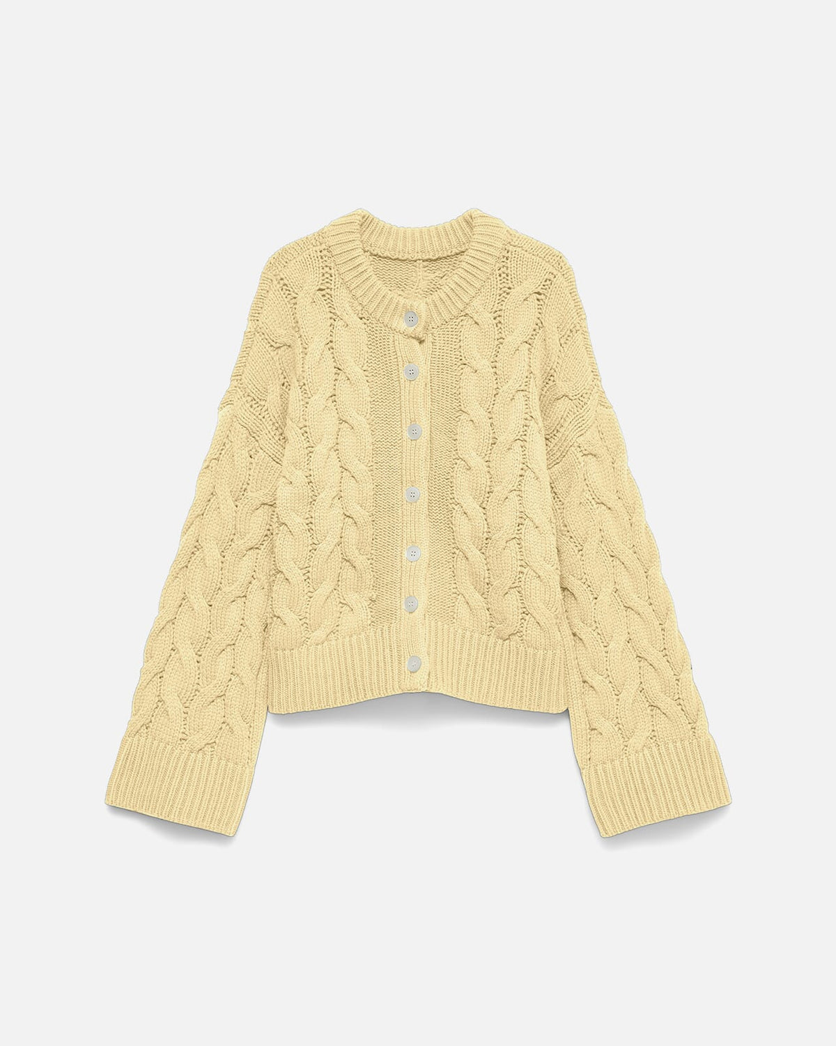 VERO MODA Strikket Cardigan Svea Thea LS O-neck Cable - Flan