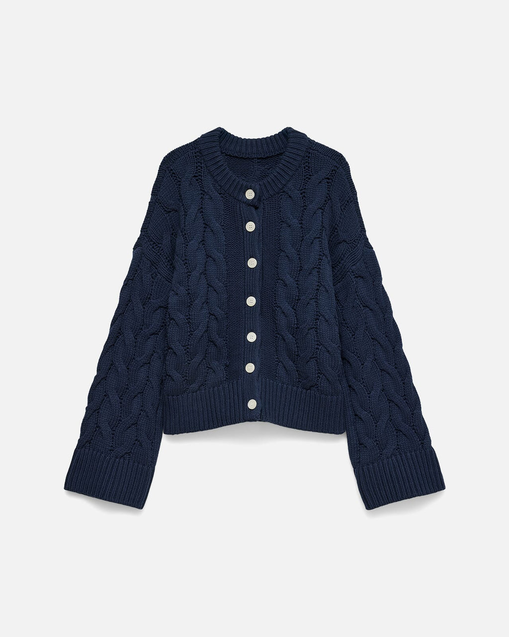 VERO MODA Strikket Cardigan Svea Thea LS O-neck Cable - Navy Blazer