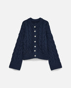 VERO MODA Strikket Cardigan Svea Thea LS O-neck Cable - Navy Blazer