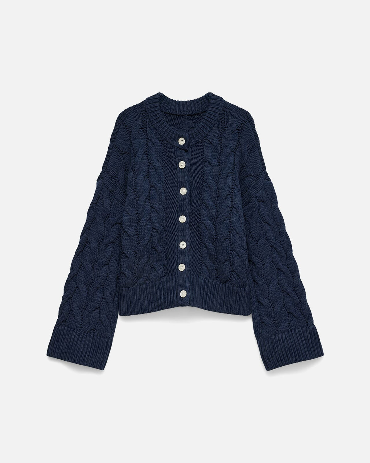 VERO MODA Strikket Cardigan Svea Thea LS O-neck Cable - Navy Blazer