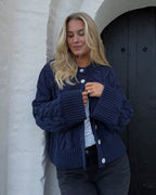 VERO MODA Strikket Cardigan Svea Thea LS O-neck Cable - Navy Blazer