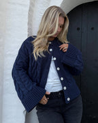 VERO MODA Strikket Cardigan Svea Thea LS O-neck Cable - Navy Blazer