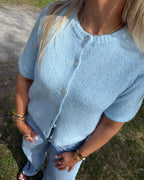 VERA MODA Strikket Cardigan Kara 2/4 O-neck Button Cardigan - Nantucket Breeze/ Melange