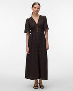 VERO MODA Maxikjole Melaney 2/4 Ankle - Chocolate Torte/ Melange