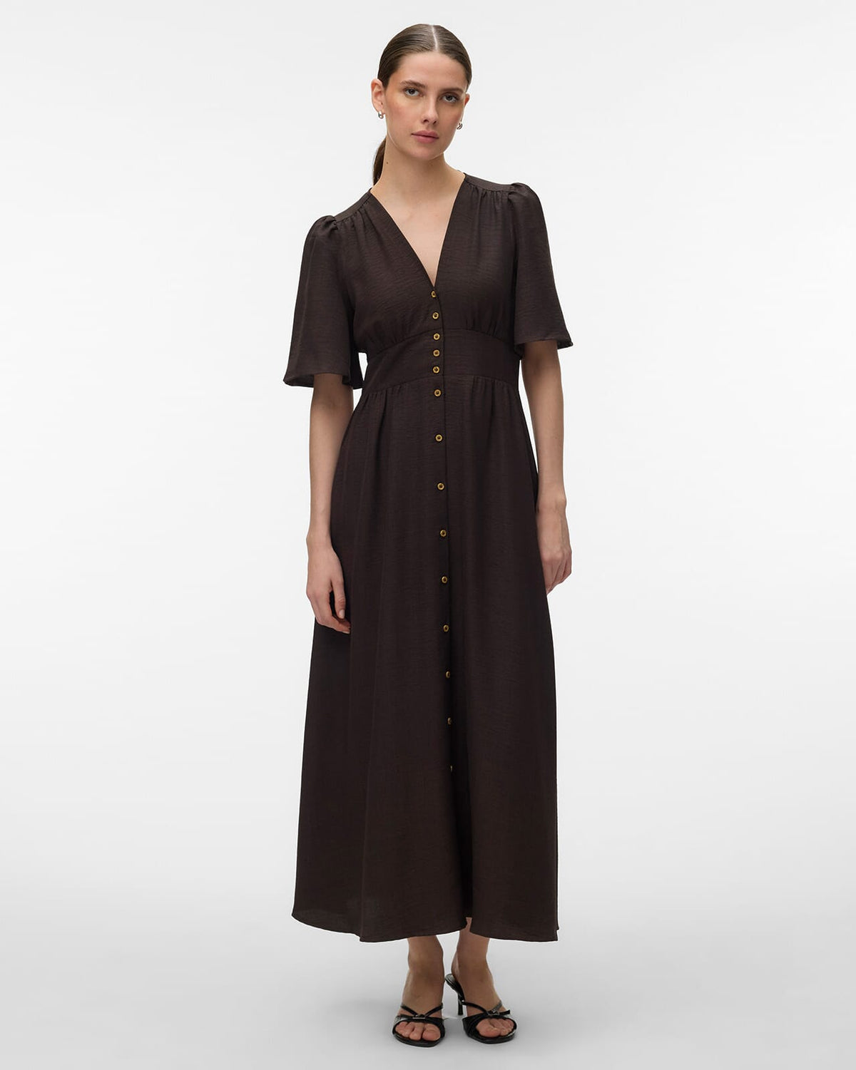 VERO MODA Maxikjole Melaney 2/4 Ankle - Chocolate Torte/ Melange