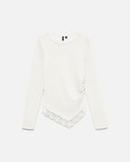 VERO MODA Topp Millie Lace LS O-neck Asm - Snow White