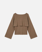 VERO MODA Genser Ofelia LS O-neck Cape - Chocolate Chip