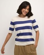 KAFFE Topp Lizza Striped Knit - Indigo Blue/ White Bold Stripe