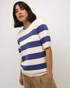 KAFFE Topp Lizza Striped Knit - Indigo Blue/ White Bold Stripe