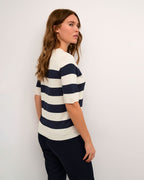 KAFFE Topp Lizza Striped - Navy/ Turtledove Bold Stripe