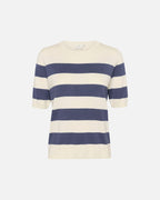 KAFFE Topp Lizza Striped Knit - Indigo Blue/ White Bold Stripe