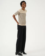 KAFFE Topp Lizza Striped - Feather Gray Mel/ Black