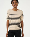 KAFFE Topp Lizza Striped - Feather Gray Mel/ Black