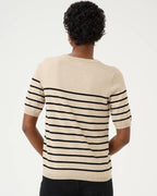 KAFFE Topp Lizza Striped - Feather Gray Mel/ Black