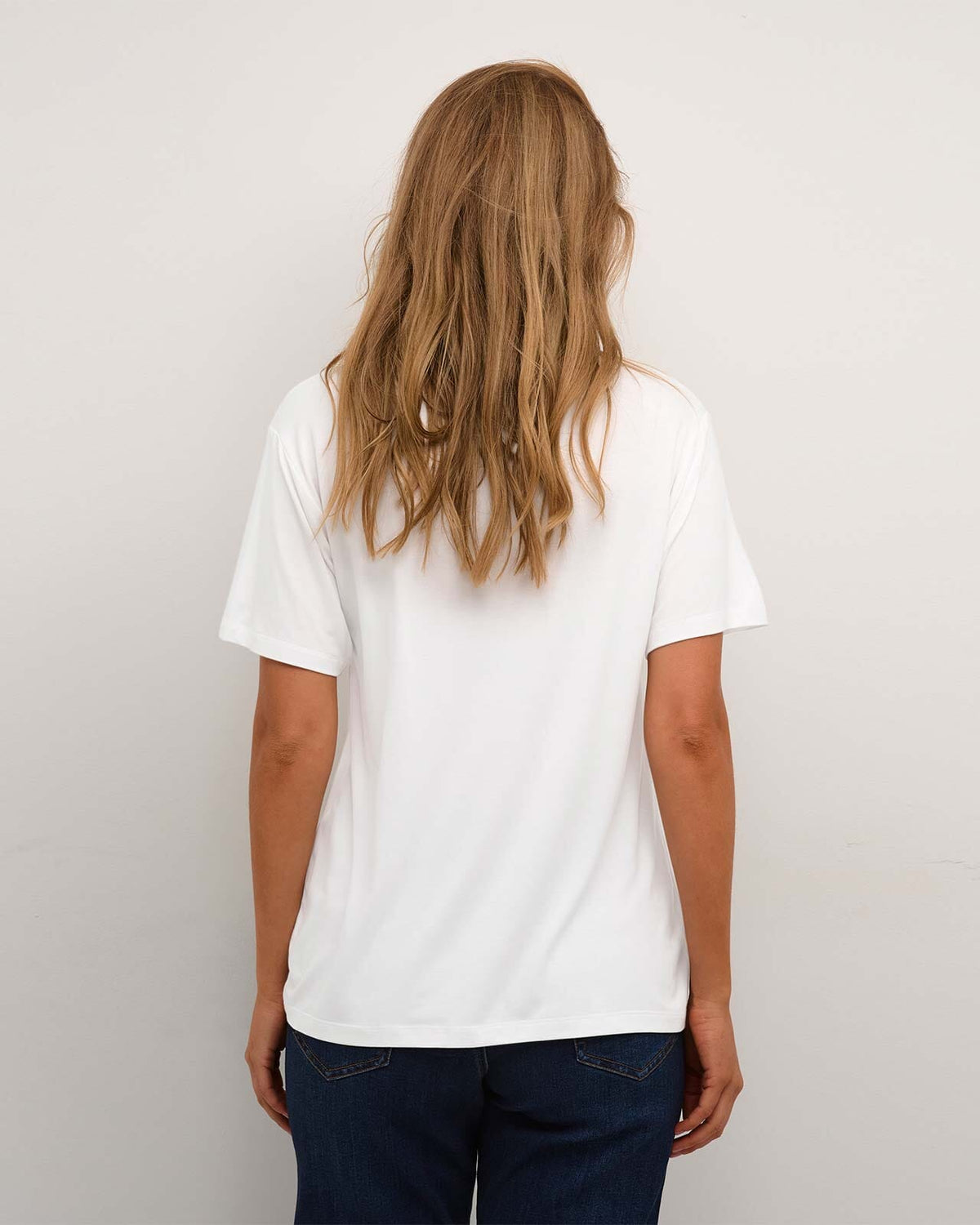 KAFFE T-skjorte Frida V-neck T-shirt - Chalk