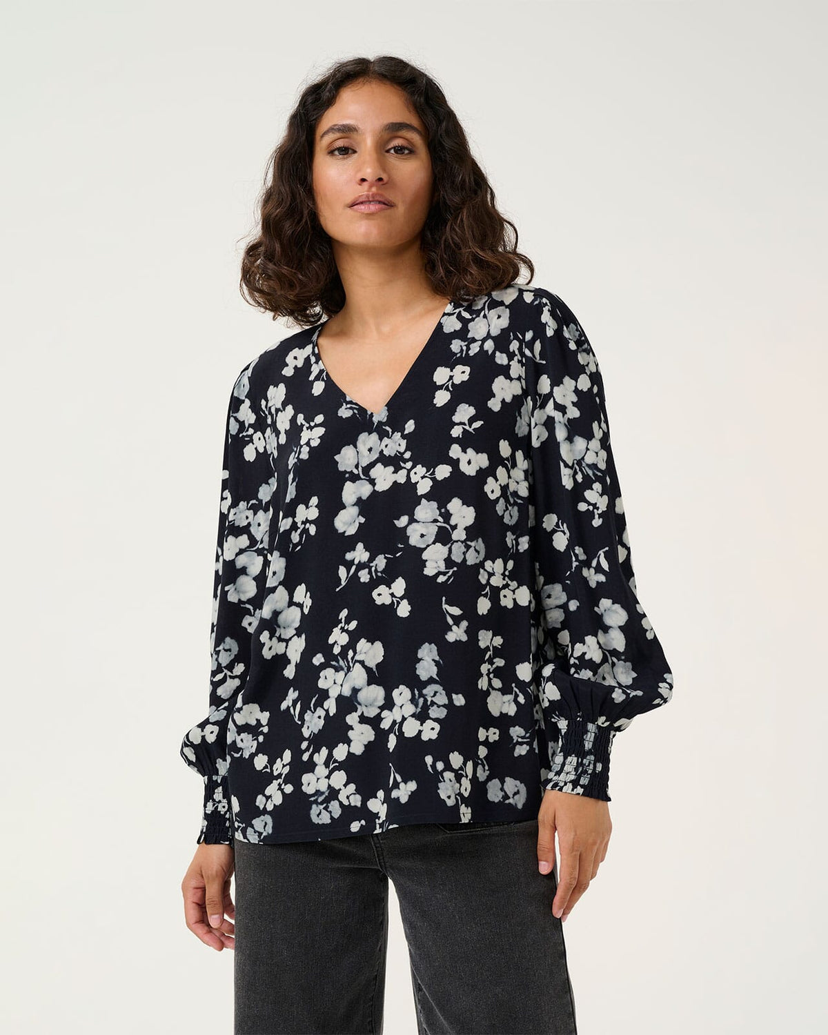 KAFFE Bluse Alice Blouse - Marine Flower