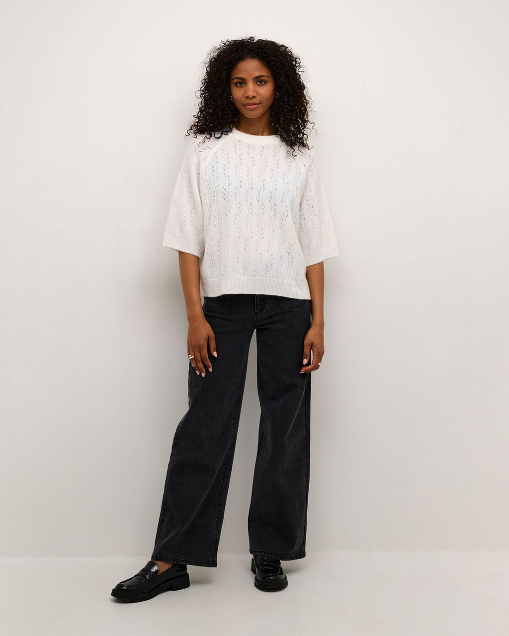 KAFFE Strikket Topp Tella - Chalk