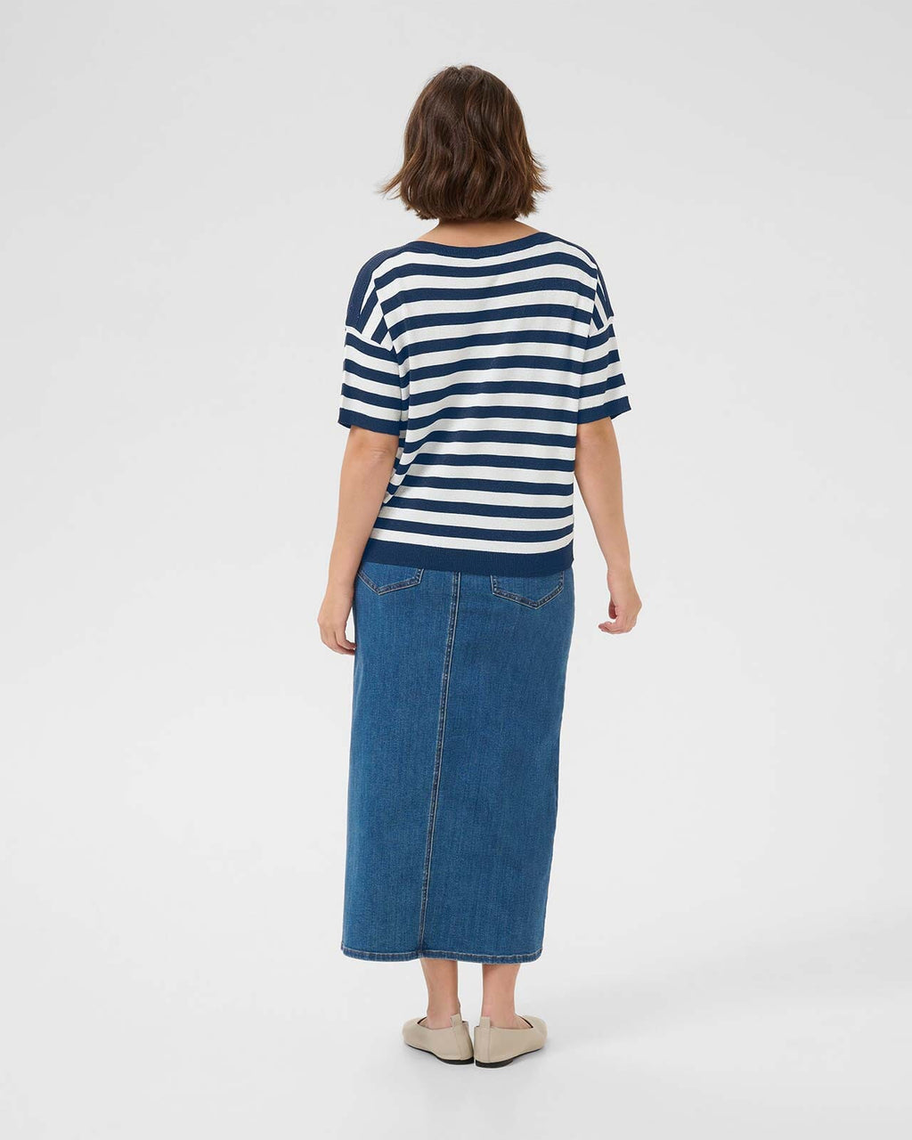 KAFFE Topp Regina Striped - Midnight/ Chalk Stripe