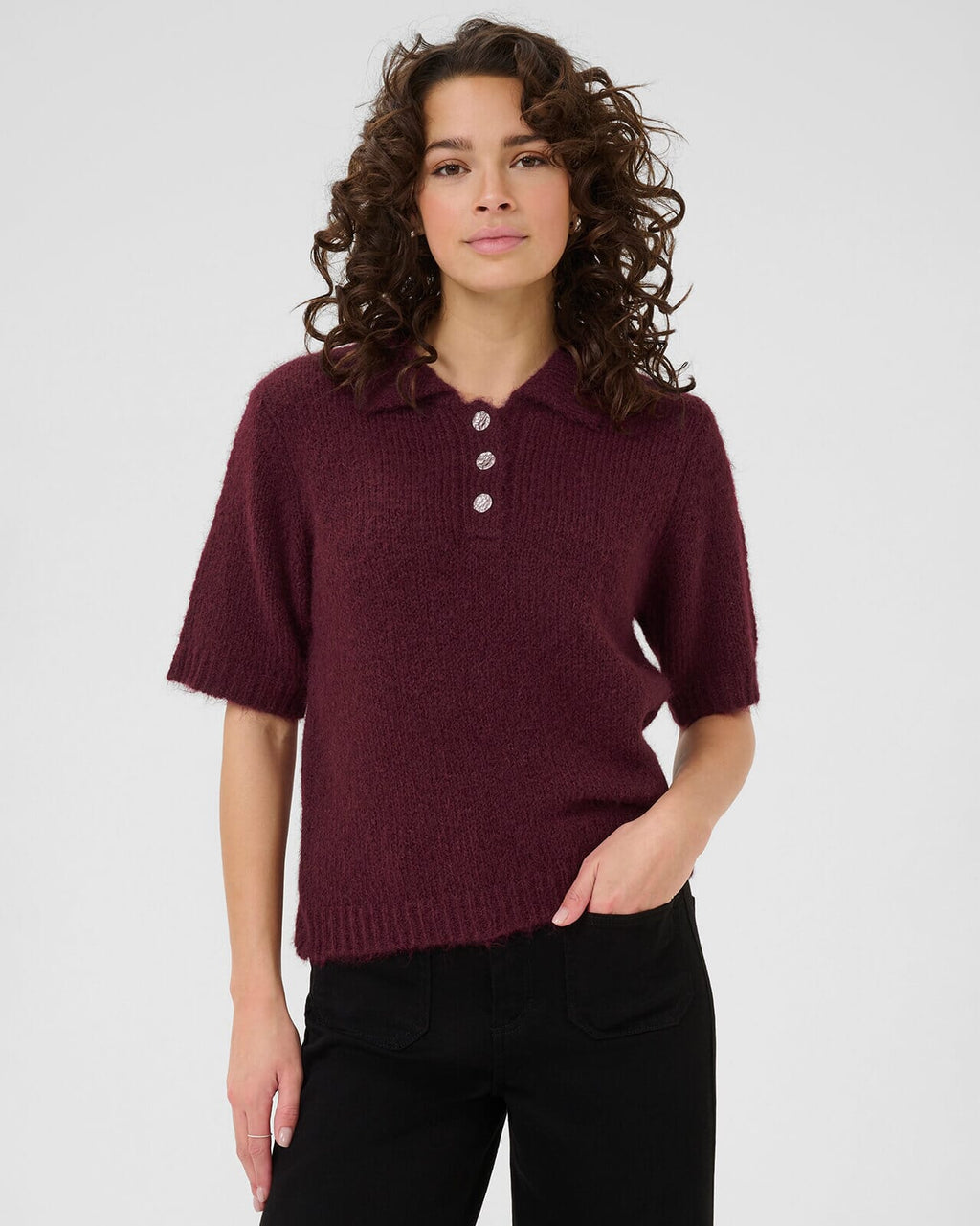 KAFFE Strikket topp Emilie - Windsor wine