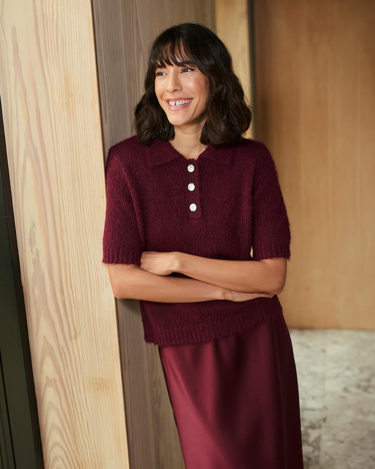 KAFFE Strikket topp Emilie - Windsor wine