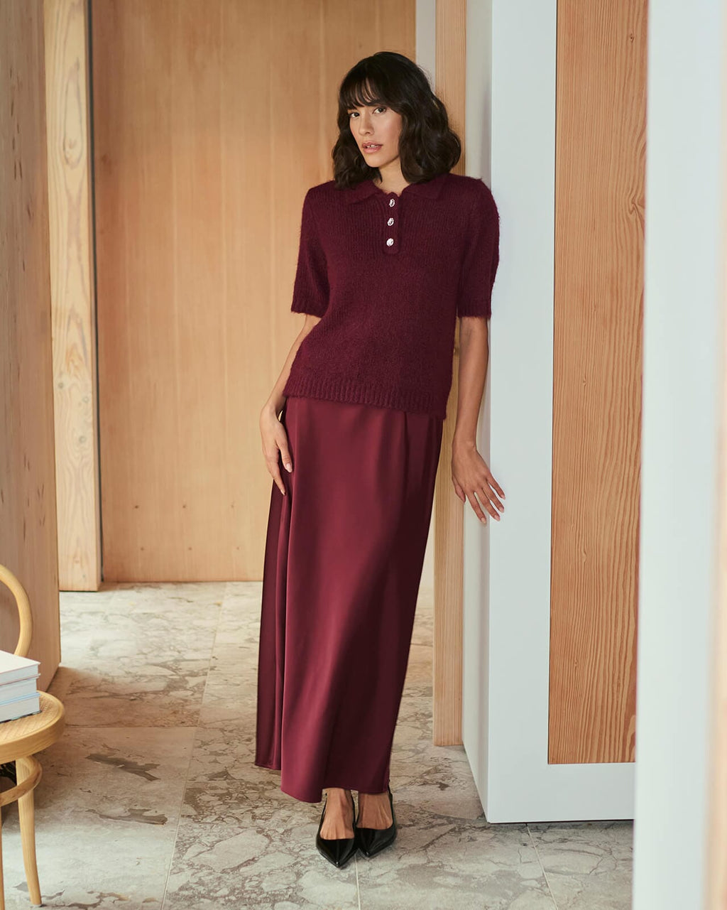 KAFFE Strikket topp Emilie - Windsor wine
