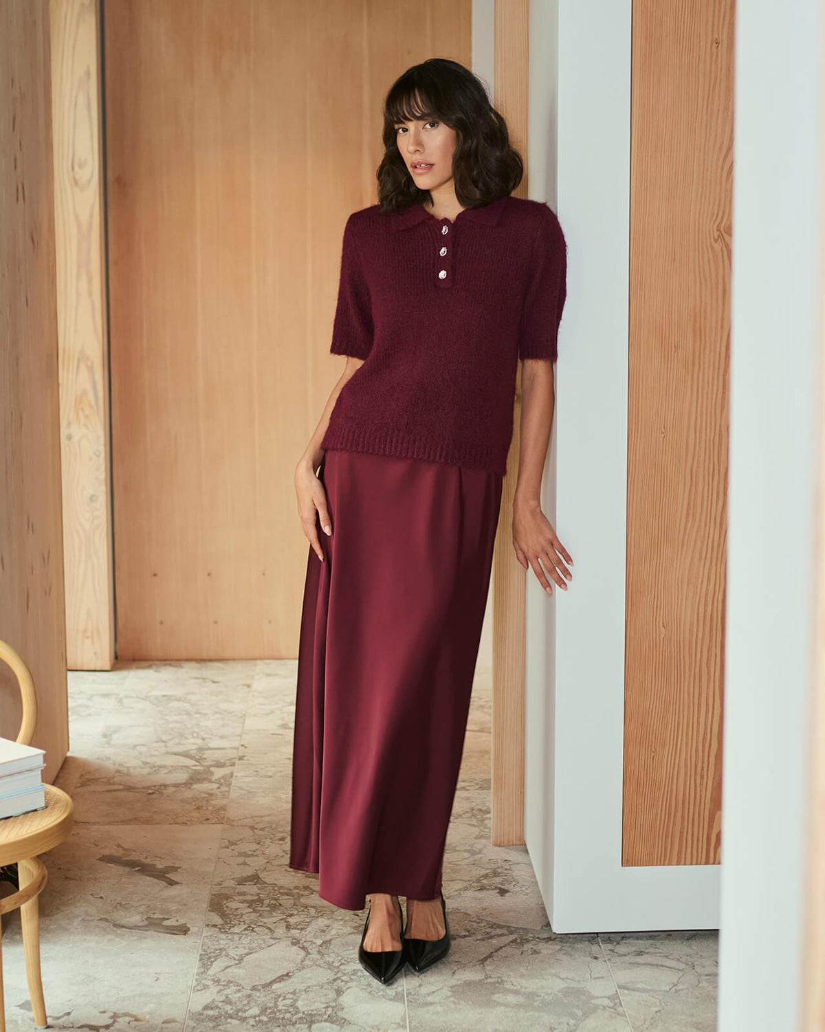 KAFFE Strikket topp Emilie - Windsor wine