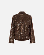 KAFFE Paljettopp Ziggy Sequin Blouse - Black Coffee CC