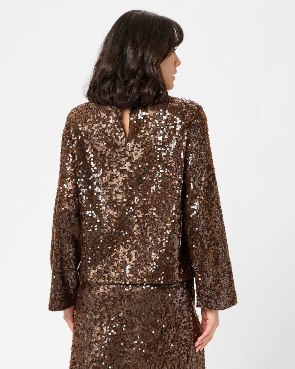 KAFFE Paljettopp Ziggy Sequin Blouse - Black Coffee CC