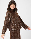 KAFFE Paljettopp Ziggy Sequin Blouse - Black Coffee CC