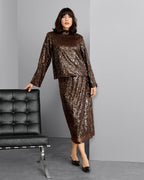 KAFFE Paljettopp Ziggy Sequin Blouse - Black Coffee CC