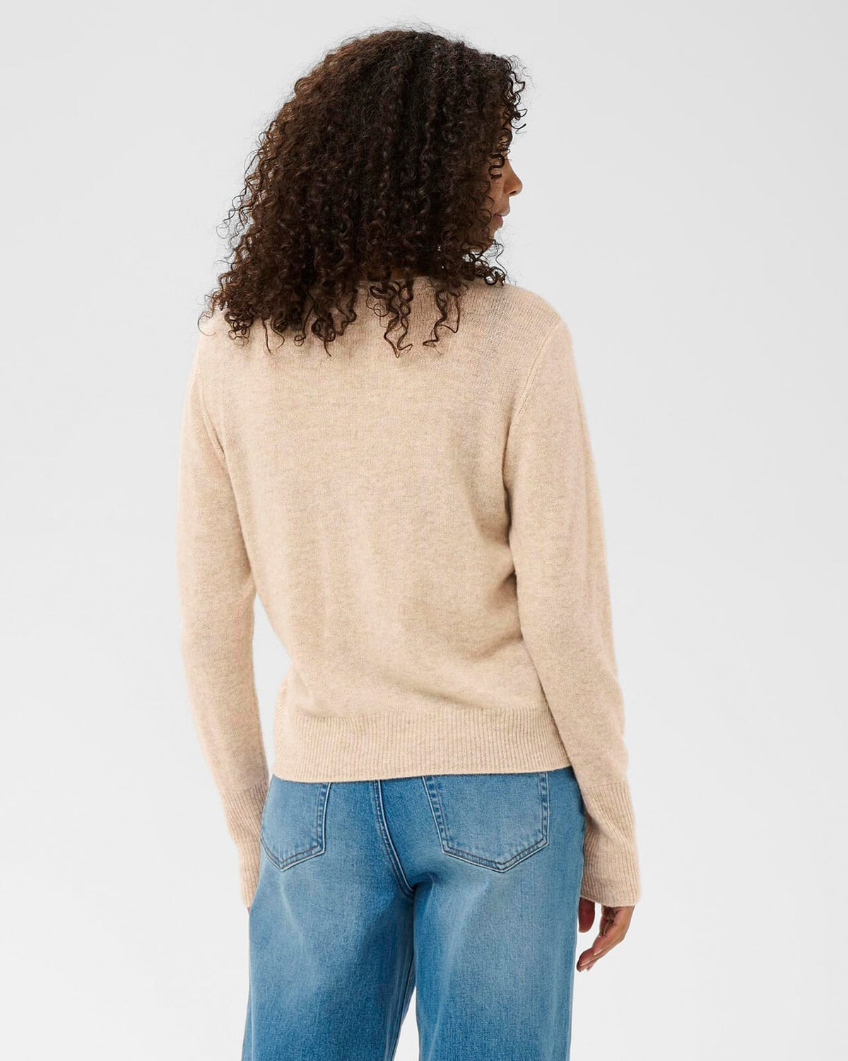 KAFFE Strikkegenser Cashie Ull - Feather Gray Melange