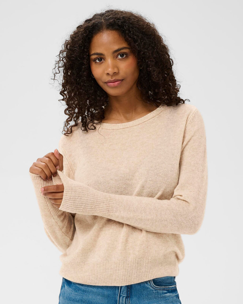 KAFFE Strikkegenser Cashie Ull - Feather Gray Melange